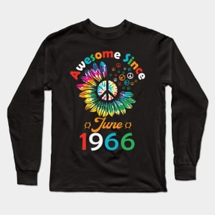 Funny Birthday Quote, Awesome Since June 1966, Retro Birthday Long Sleeve T-Shirt
